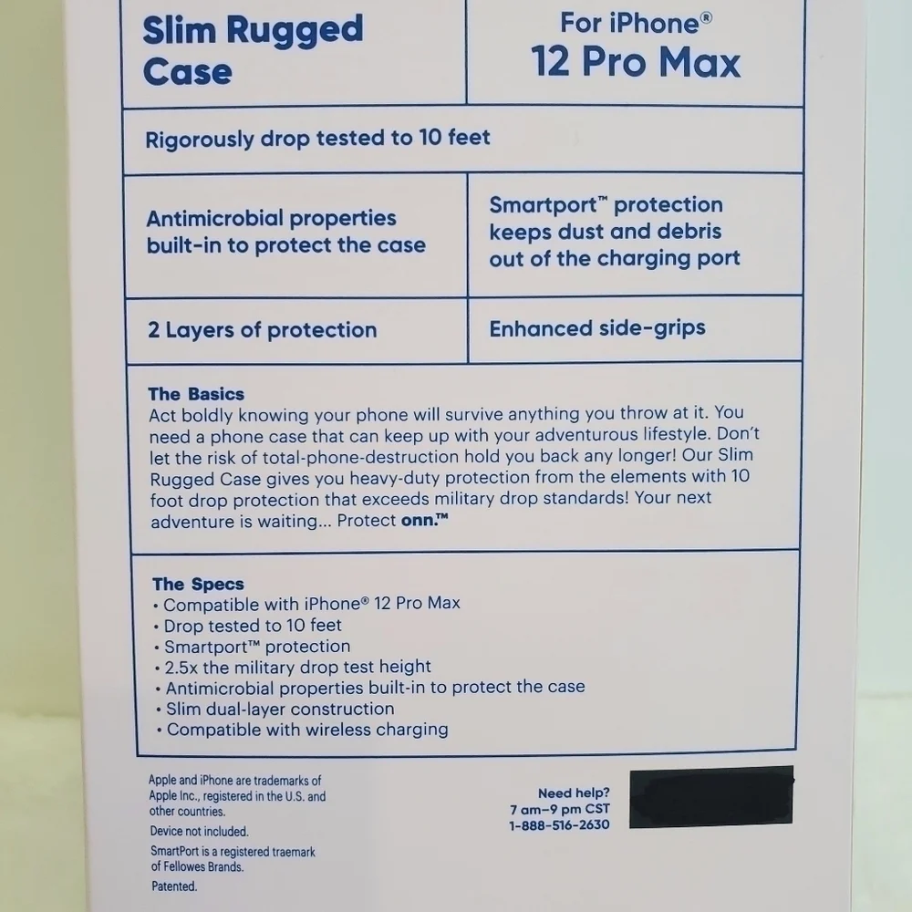 NWT Onn. Slim Rugged IPhone 12 Pro Max Clear Case